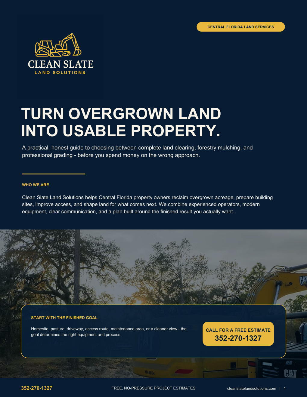 Clean Slate Land Solutions Land Services and Project Guide brochure cover